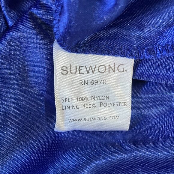 Sue Wong Blue Embroidered Mesh Cocktail Dress Size 10 Elegant Formal Wedding - Picture 13 of 13